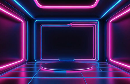 3D rendering of abstract background with neon lights. 3D illustration