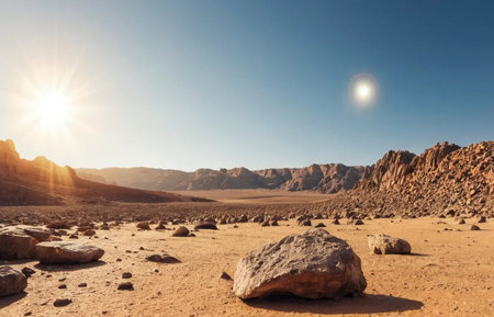 Landscape in the Sinai desert, Egypt, Africa. Panorama