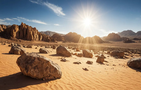 Rocks in the desert at sunset. Egypt, Sharm El Sheikhの写真素材