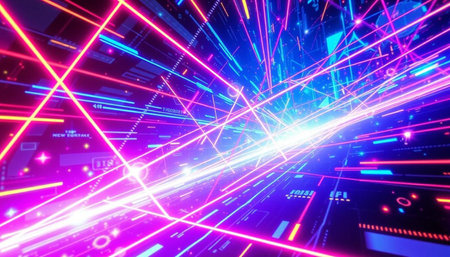 3d rendering of abstract background with neon lights. Neon lights.の写真素材