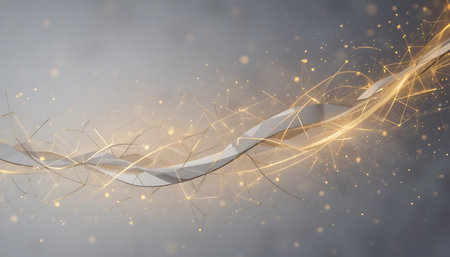 Abstract 3d rendering of chaotic particles in empty space. Futuristic background with dynamic...