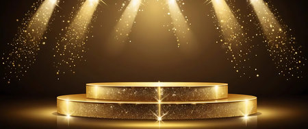 Abstract round podium illuminated with spotlight. Award ceremony concept. Vector illustrationの写真素材