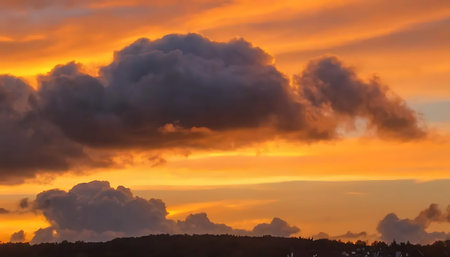 Cloudscape, Colored Clouds at Sunset near the River Elbeの写真素材