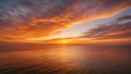 Beautiful sunset over the sea. Beautiful sky with clouds at sunset.
