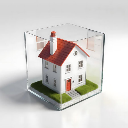 House in a glass cube on a white background. 3d renderingの写真素材