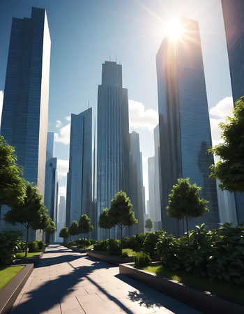 park and skyscrapers in shanghai lujiazui financial centreの写真素材
