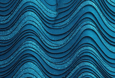 abstract blue background with cut out paper waves. 3d illustration