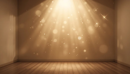 Empty room with spotlights and wooden floor. 3D rendering.の写真素材