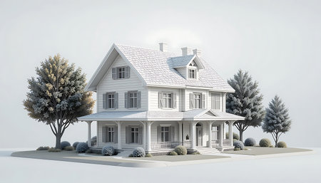 3d rendering of modern cozy classic house in colonial style with garage.の写真素材