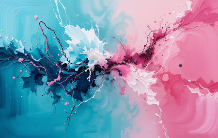 abstract watercolor background with spots and splashes in blue and pink colors