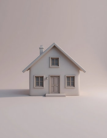 House model on a white background. 3d rendering. Computer digital drawing.の写真素材