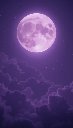 Full moon in the night sky with clouds, 3d illustration.