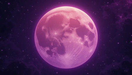 The full moon in the night sky. 3D Rendering.