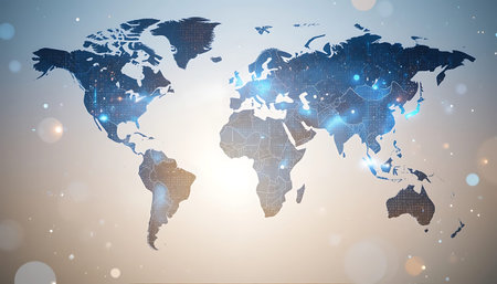 Abstract digital world map. Technology and communication concept. Vector illustration.