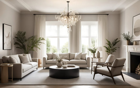 Living room interior design. 3d rendering, 3d illustration.