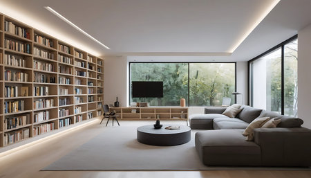 interior modern house, living room, view from the living room