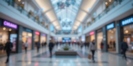 Abstract blur and defocused shopping mall of department store interior for backgroundの写真素材