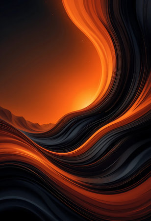 Abstract orange and black wavy background. Vector illustration eps10