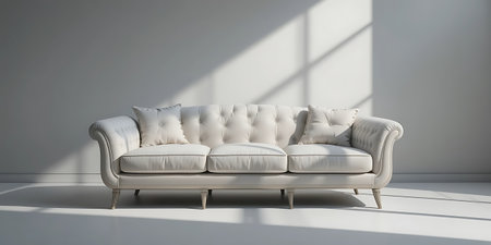 Modern bright interiors 3D rendering illustration  with shadow from the windowの写真素材