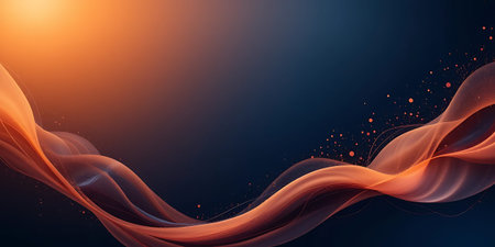 Abstract orange wavy background with space for text. Vector illustration.