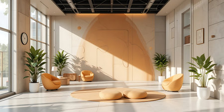 Modern bright interiors 3D rendering illustration mockup computer generated imageの写真素材