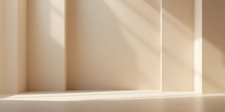 empty room with sun light and shadow from window. 3d renderingの写真素材
