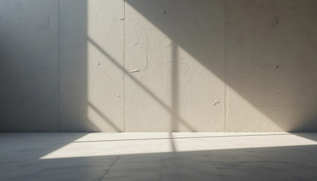Empty room with sunlight and shadow on the wall. 3d renderingの写真素材