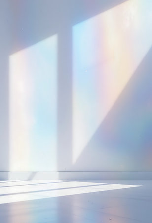 white room with sunlight and shadow on the wall, interior design conceptの写真素材