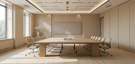 Interior of a modern conference room 3D rendering mock-up