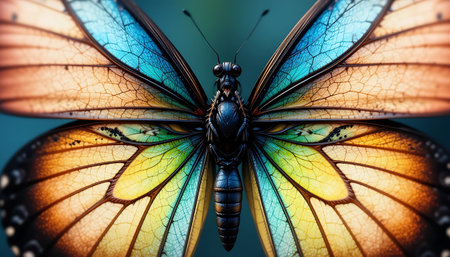 Beautiful butterfly with colorful wings. Close-up of a butterfly.の写真素材