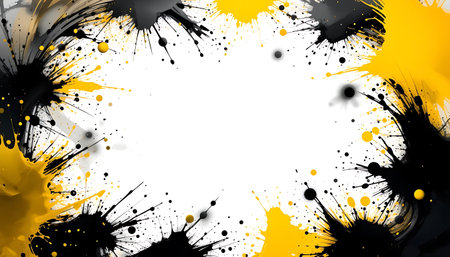 Abstract background with black and yellow ink splashes. Vector illustration.の写真素材