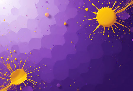 Abstract background with sun and watercolor splashes. Vector illustration.