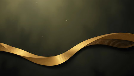 Abstract gold wave on black background. 3d rendering. Computer digital drawing.の写真素材