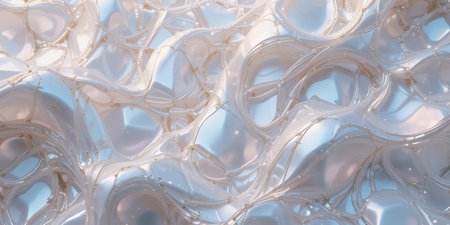 Abstract 3d rendering of plastic waves. Bended stripes background.の写真素材