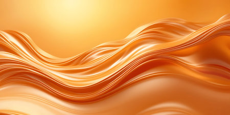 abstract orange background with smooth wavy lines, 3d render illustration