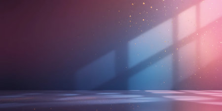 Futuristic empty room with lights and shadows. 3D rendering