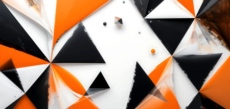 3d render, abstract geometric background with black and white triangles.の写真素材