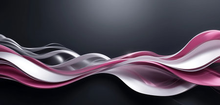 3d render, abstract background with pink and white wavy lines
