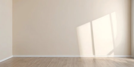 Empty room with wooden floor and white wall, 3d render.の写真素材