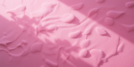 Abstract pink background with shapes and shadows. Top view.の写真素材