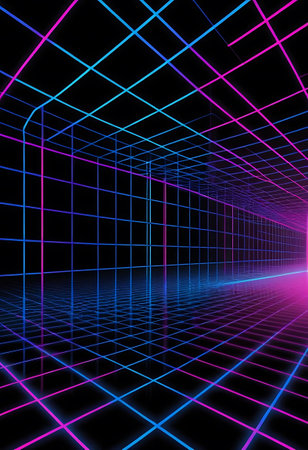 abstract background with blue and pink neon lights. 3d renderingの写真素材