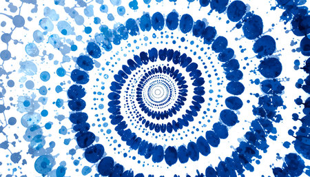 Abstract blue watercolor circles on white background. Watercolor pattern.の写真素材