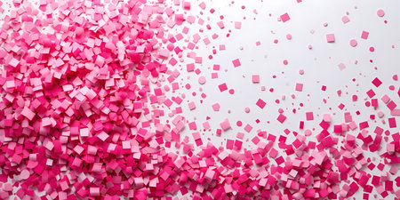 Pink confetti on a white background. 3d rendering, 3d illustration.