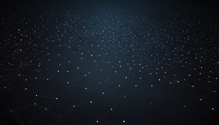 Abstract polygonal space low poly dark background with connecting dots and lines. Connection...