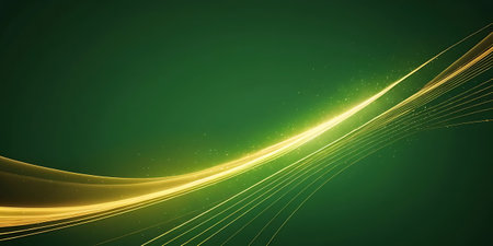 Abstract yellow lines on green background. Vector illustration eps 10.の写真素材