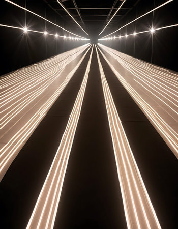 Futuristic escalator with glowing lights