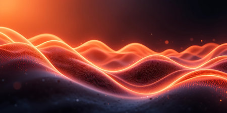 3D rendering of abstract digital wave with particles and bokeh lights