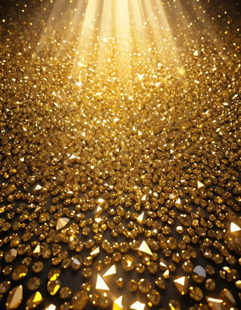 Gold glittering background with bokeh effect. 3D renderingの写真素材
