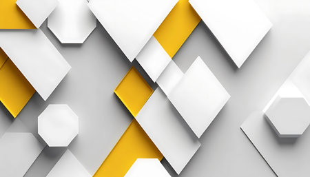 Abstract background with white and yellow 3d cubes. Vector illustration.