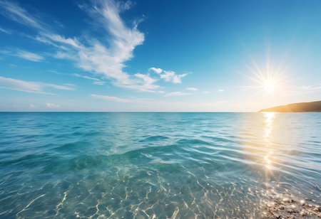 Sunset over the sea. Beautiful seascape. Composition of nature.の写真素材